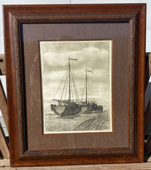 SIGNED PRINT OF SAILBOATS BY KARL KEACH