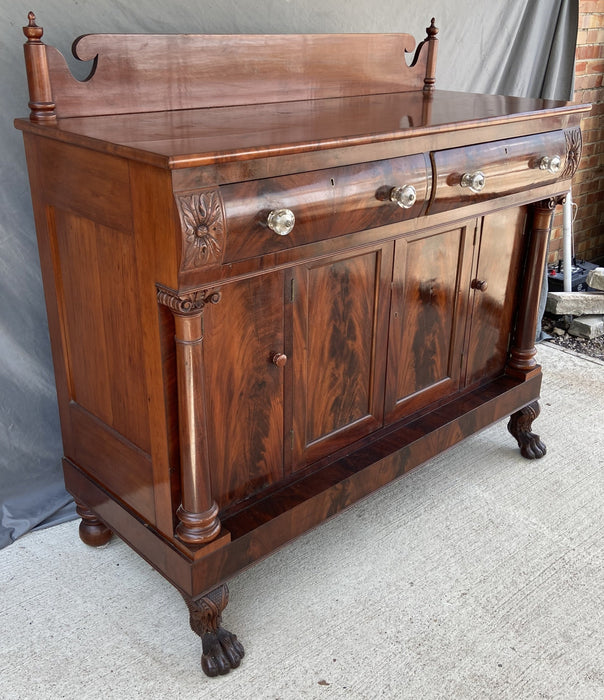 EMPIRE FLAME MAHOGANY 1840'S SERVER WITH GLASS KNOBS