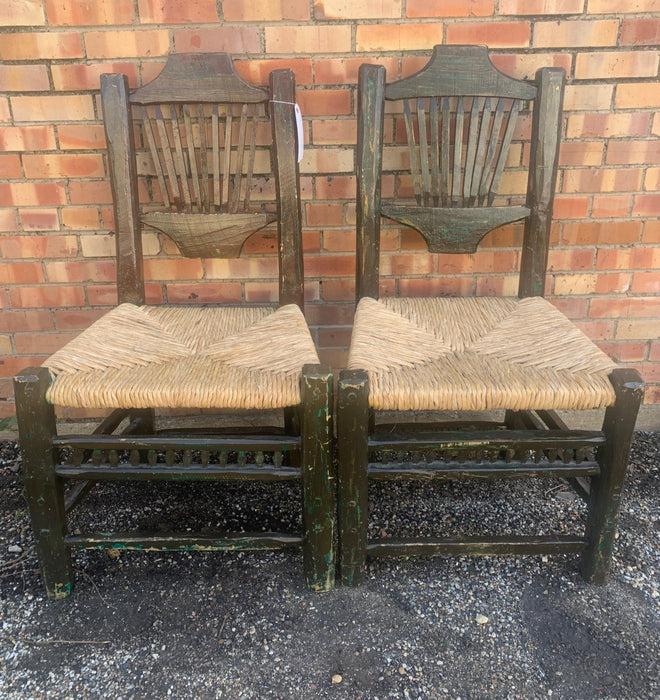 PAIR OF RUSH SEAT SOUTH AMERICAN CHAIRS