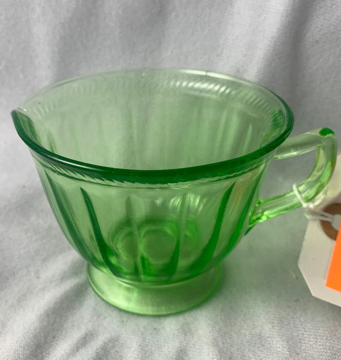 GREEN DEPRESSION GLASS CREAMER