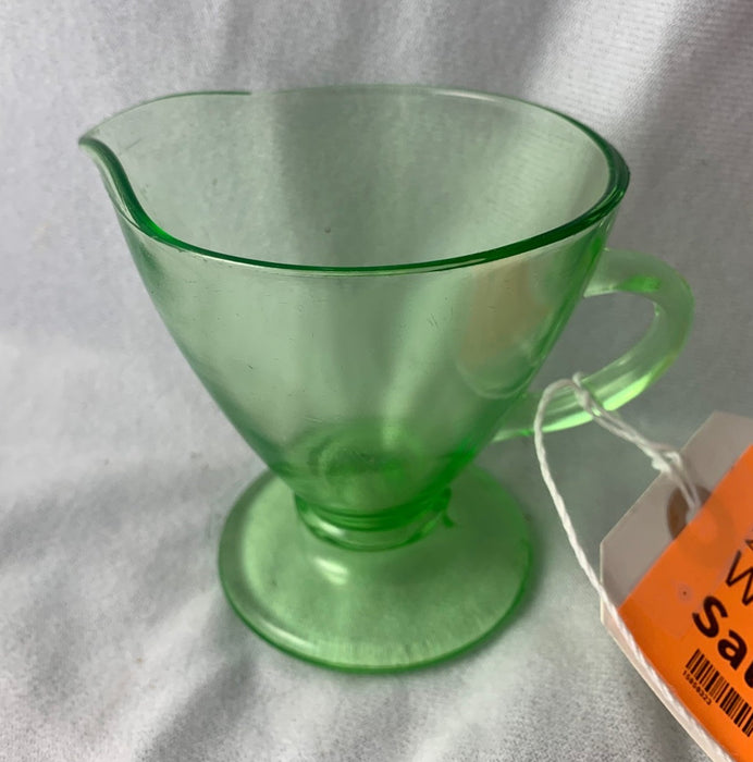 GREEN DEPRESSION GLASS CREAMER