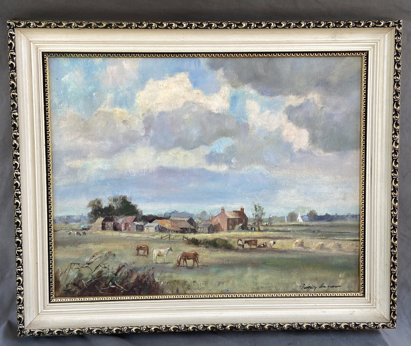 OIL PAINTING OF 19TH CENTURY FARM