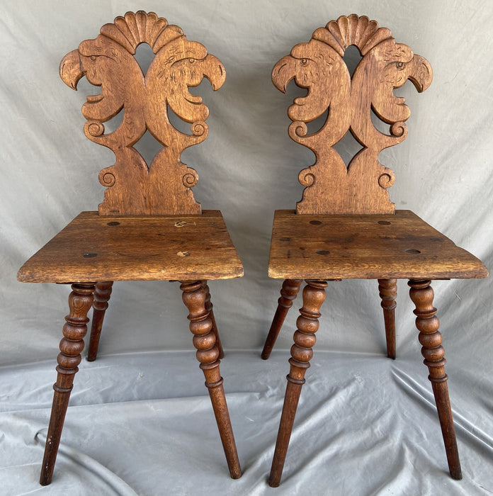 PAIR OF EAGLE HALL CHAIRS