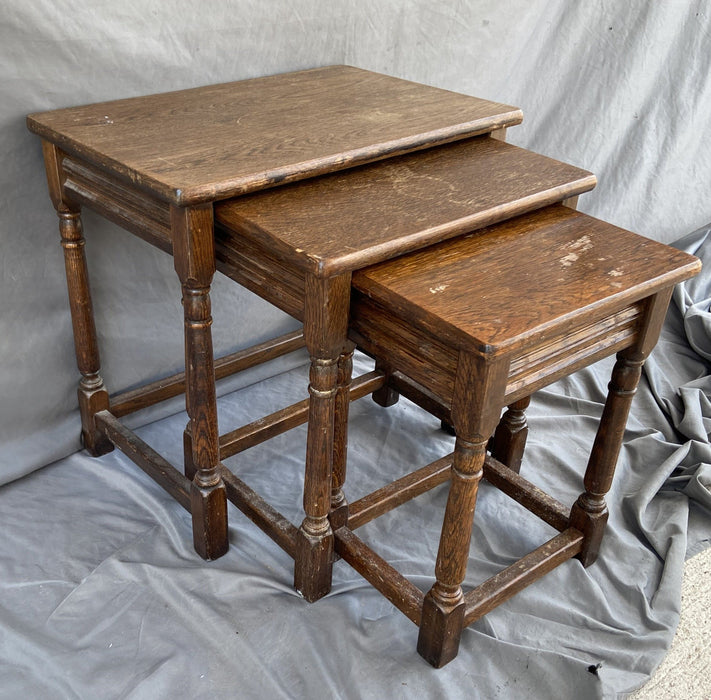 SET OF 3 BROWN ASH NESTING TABLES