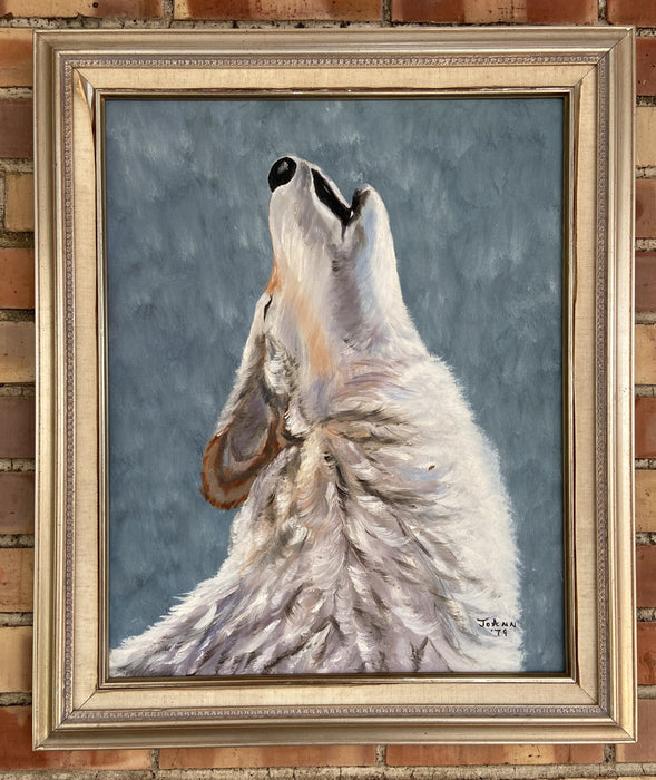 FRAMED OIL PAINTING OF WOLF BY JOANN (1 OF 2)