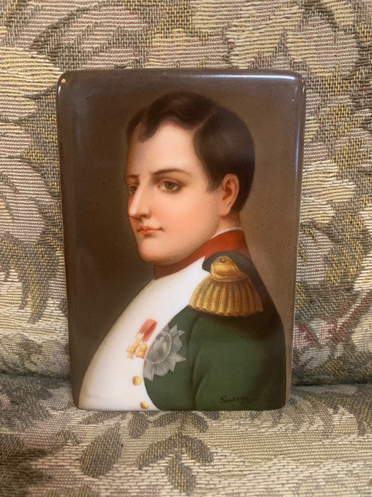 19TH CENTURY PORTRAIT PAINTING OF NAPOLEAN ON PORCELAIN - ARTIST SIGNED