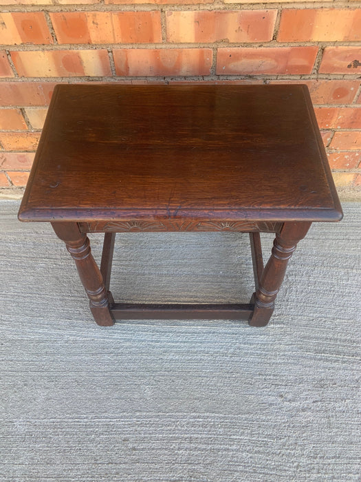 ANTIQUE CARVED OAK ENGLISH JOINT STOOL