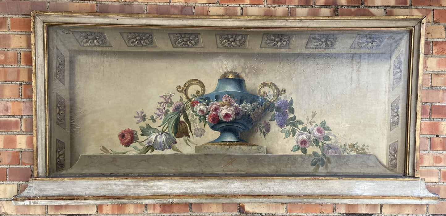 LARGE FLORAL URN OIL PAINTING WITH 3D EFFECT
