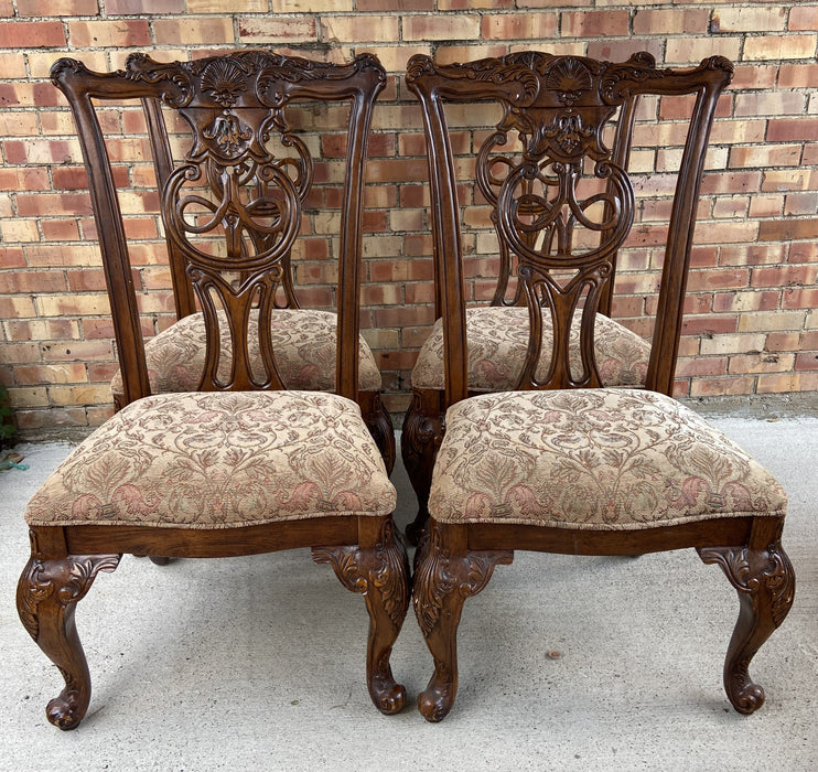 SET OF 4 LARGE DINING CHAIRS WITH YELLOW UPHOLSTERY