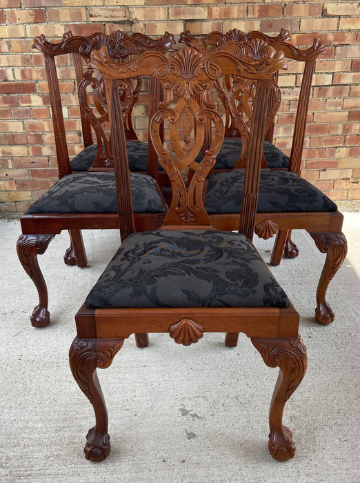 SET OF 5 BALL AND CLAW FOOT CHIPPENDALE CHAIRS