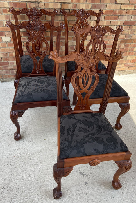 SET OF 5 BALL AND CLAW FOOT CHIPPENDALE CHAIRS