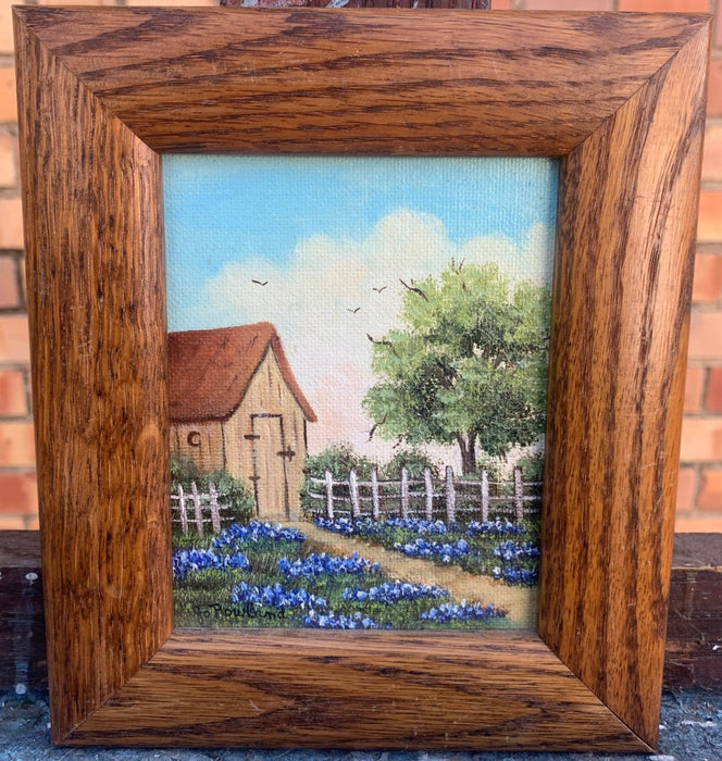 SMALL BLUEBONNETS AND OUT HOUSE PAINTING BY JO ROWLAND IN TYLER, TX