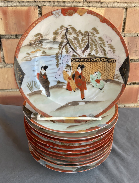 SET OF 6 SMALL JAPANESE GEISHA PLATES