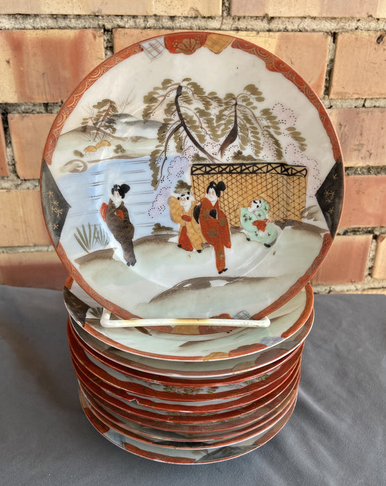 SET OF 4 SMALL JAPANESE GEISHA PLATES