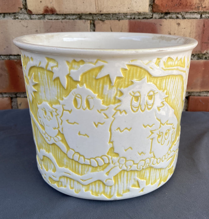 YELLOW HAEGER PLANTER WITH OWLS