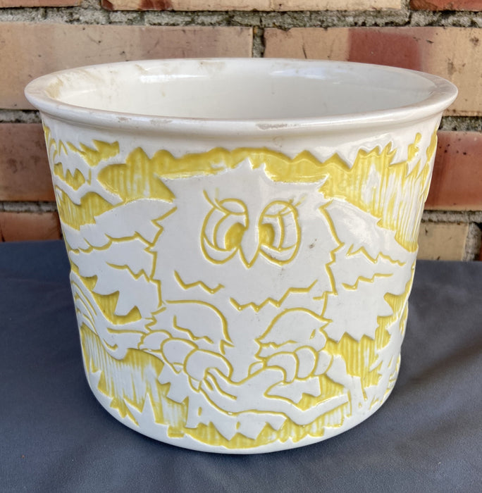 YELLOW HAEGER PLANTER WITH OWLS