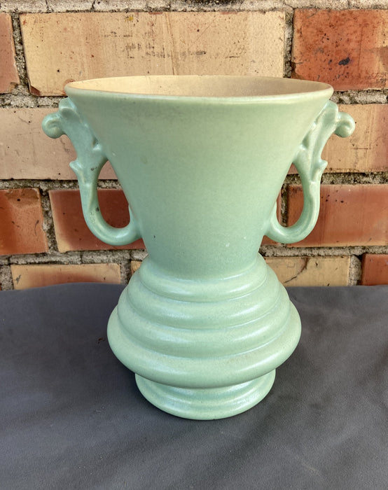 SEAFOAM GREEN GLAZED POTTERY VASE