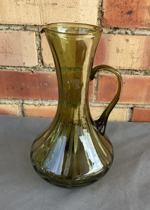 GREEN GLASS PITCHER