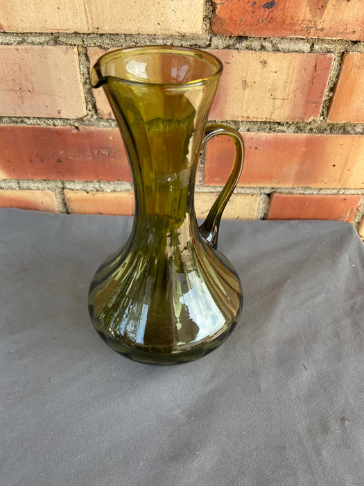 GREEN GLASS PITCHER