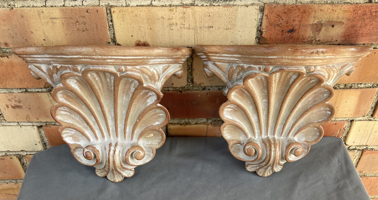 PAIR OF SHELL WALL SCONCES