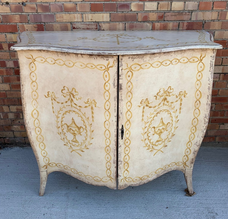 PAINTED 2 DOOR LARGE SHABBY YELLOW CABINET