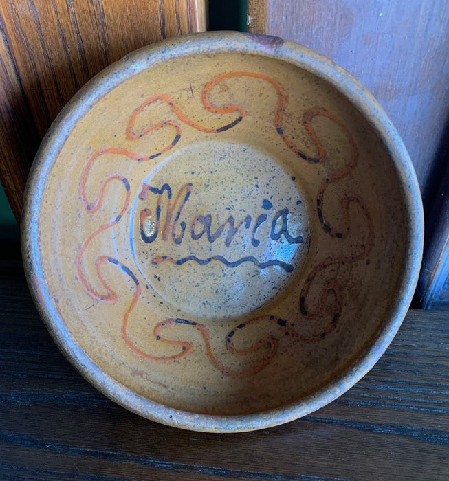 MEXICAN REDWARE POTTERY BOWL WITH "MARIA"