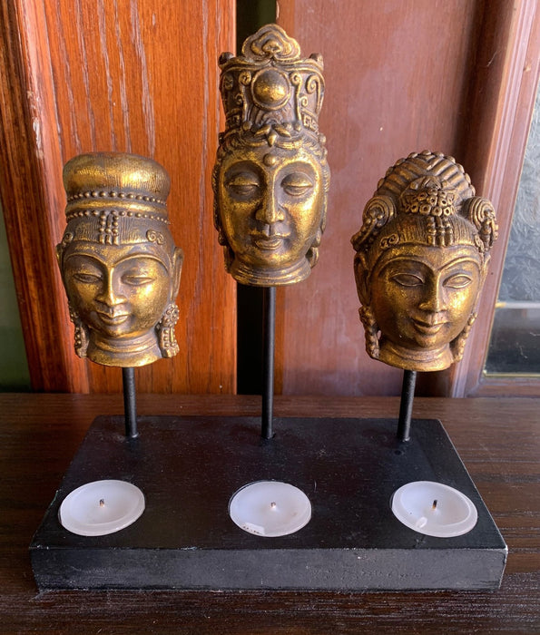 GOLD 3 HEADS VOTIVE HOLDER