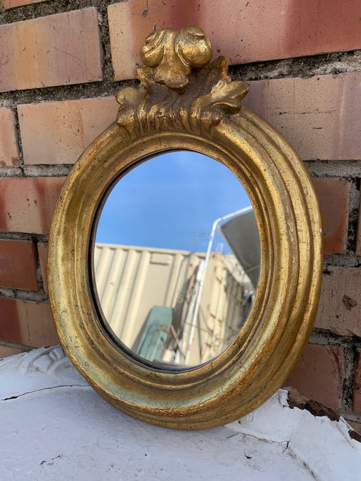SMALL OVAL GOLD LEAF MIRROR