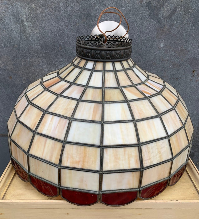 LARGE STAINED GLASS HANGING LIGHT