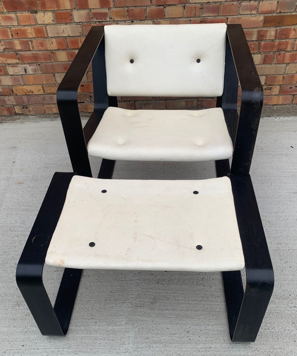 STEEL CLUB CHAIR AND MATCHING OTTOMAN BY ROGAN OBJECTS