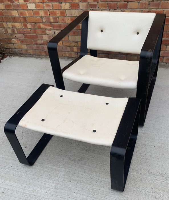 STEEL CLUB CHAIR AND MATCHING OTTOMAN BY ROGAN OBJECTS