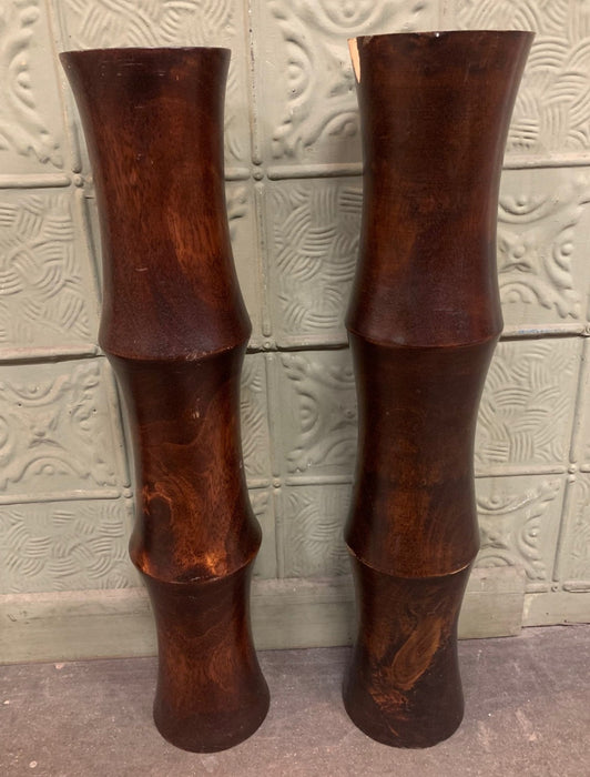 PAIR OF LARGE FAUX BAMBOO VASES - AS IS