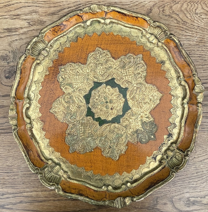 ROUND FLORENTINE GOLD TRAY