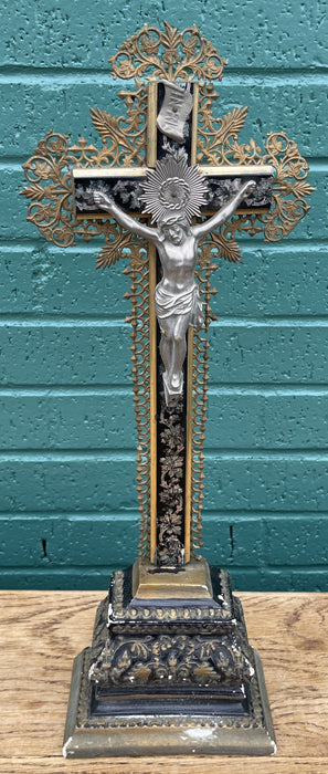 BLACK AND GOLD  FILIGREE STANDING CRUCIFX