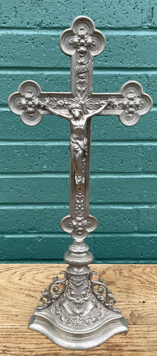 HEAVY PEWTER STANDING CRUCIFX