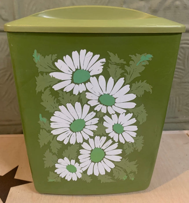 AVOCADO GREEN FLORAL LIDDED PLASTIC CONTAINER