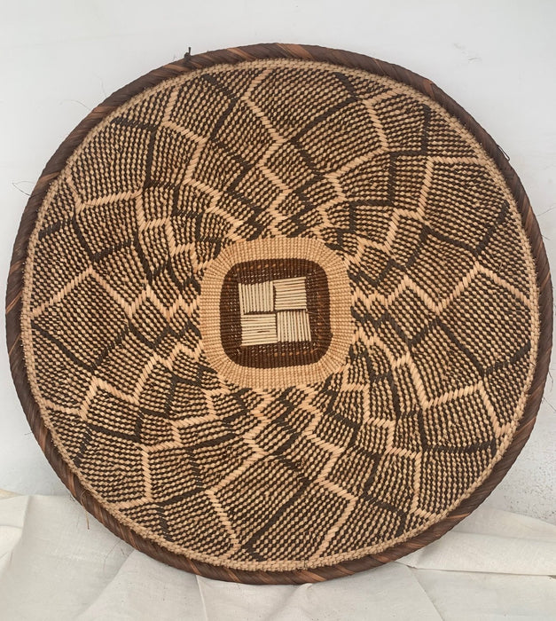 AFRICAN SHALLOW BASKET WITH ZIG ZAG DESIGN