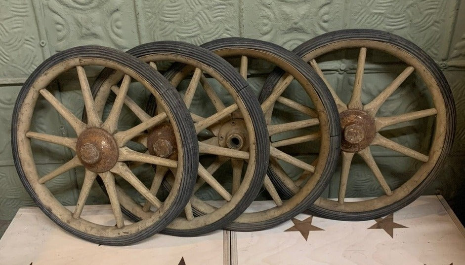 SET OF 4 ANTIQUE SPOKED BUGGY WHEELS