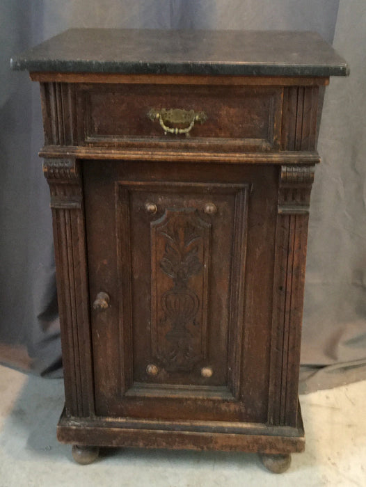 WALNUT MARBLE TOP NIGHT STAND