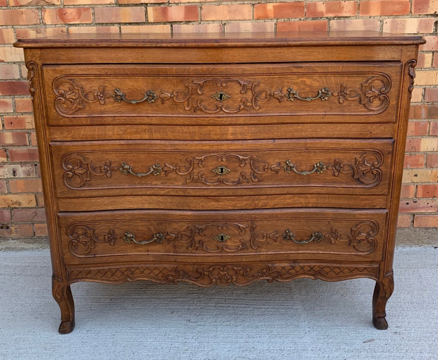 LARGE SERPENTINE CARVED COUNTRY FRENCH OAK CHEST
