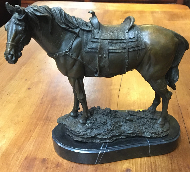 BRONZE HORSE ON MARBLE BASE BY FRANCOIS RAILLET