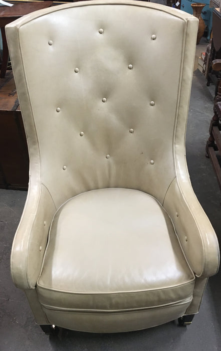PAIR OF DESIGNER HIGHBACK LEATHER CLUB CHAIRS NOT OLD