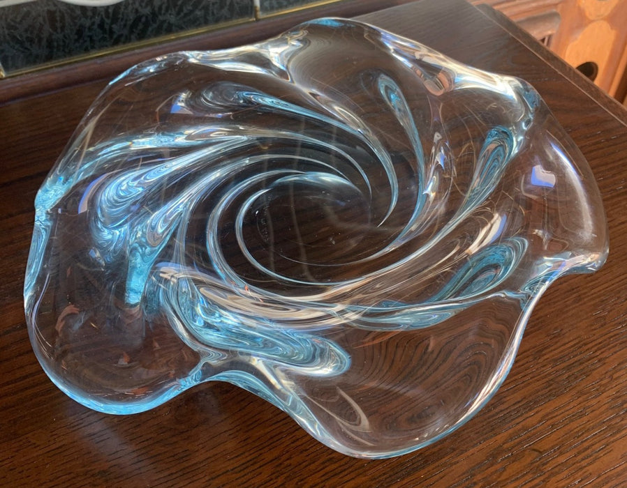 ORREFORS ICE BLUE MID-CENTURY MODERN ART GLASS BOWL