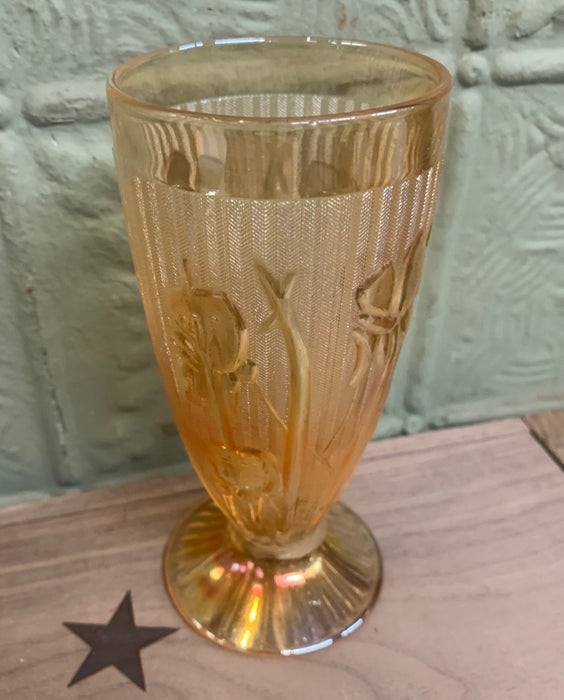 PEACH CARNIVAL GLASS VANITY CUP