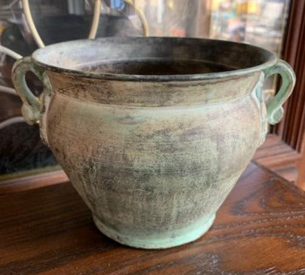 SMALL VERDIGRIS METAL POT