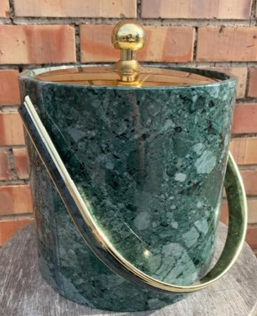 GREEN AND GOLD ICE BUCKET