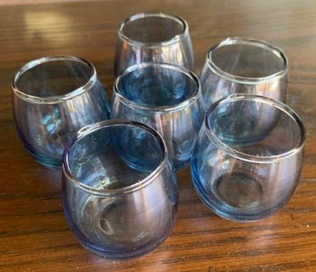 SET OF 6 BLUE SHOT GLASSES