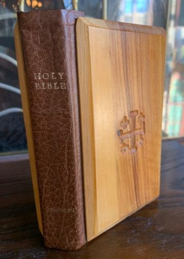 BIBLE WITH OLIVE WOOD COVER