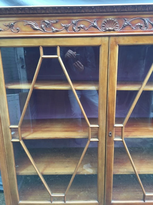 MAHOGANY CHIPPENDALE FOOT BOOKCASE DISPLAY