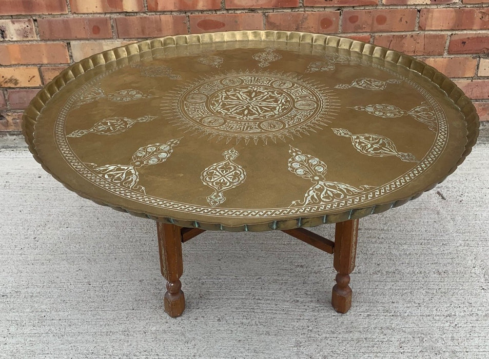 MOROCCAN BRASS TOP COFFEE TABLE